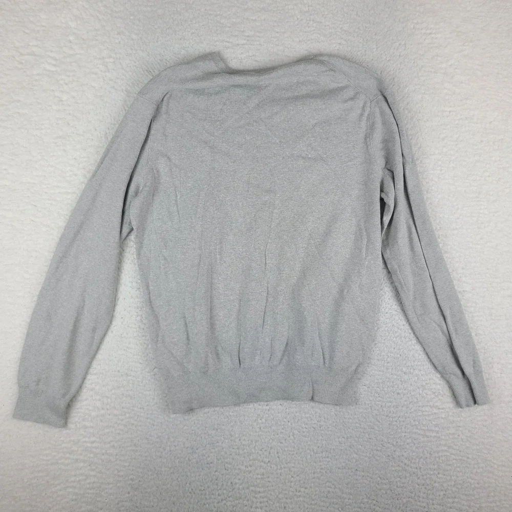 Polo Ralph Lauren Sweater Mens Medium Gray V Neck Pima Cotton Sweatshirt